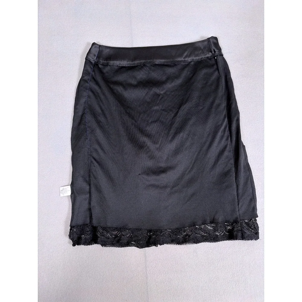 Roz & Ali Womens Black Floral Lace Pencil Skirt‎ Satin Trim Size 8 Knee Length